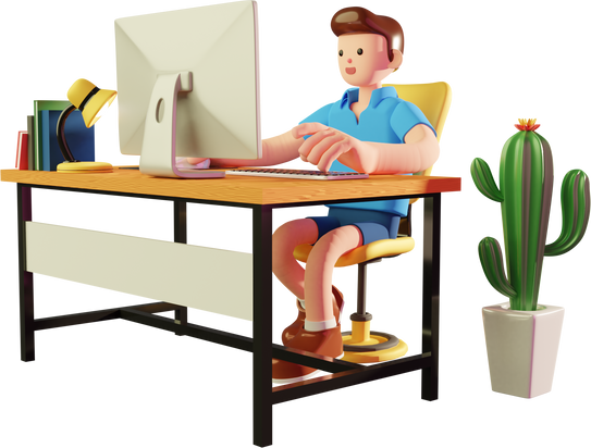 male work from home 3D character element