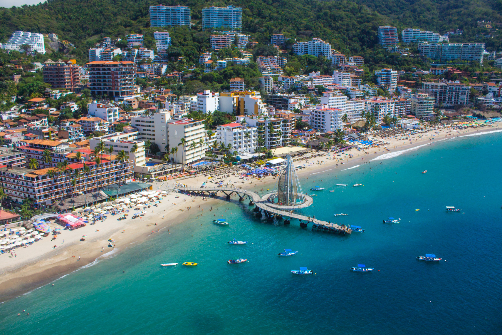 Puerto Vallarta bay from the air.